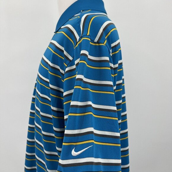 Nike Golf Dri-Fit Blue Striped Polo Shirt Men's XL Extra Large - Picture 4 of 9